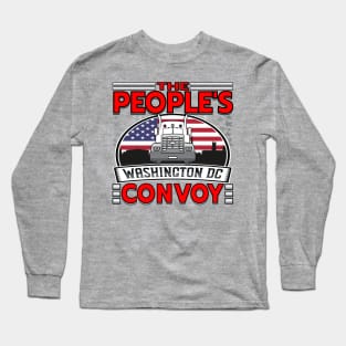 PEOPLES CONVOY US FLAG WASHINGTON DC 2022 RED BLACK WASHINGTON DC SKYLINE IN BACKGROUND Long Sleeve T-Shirt